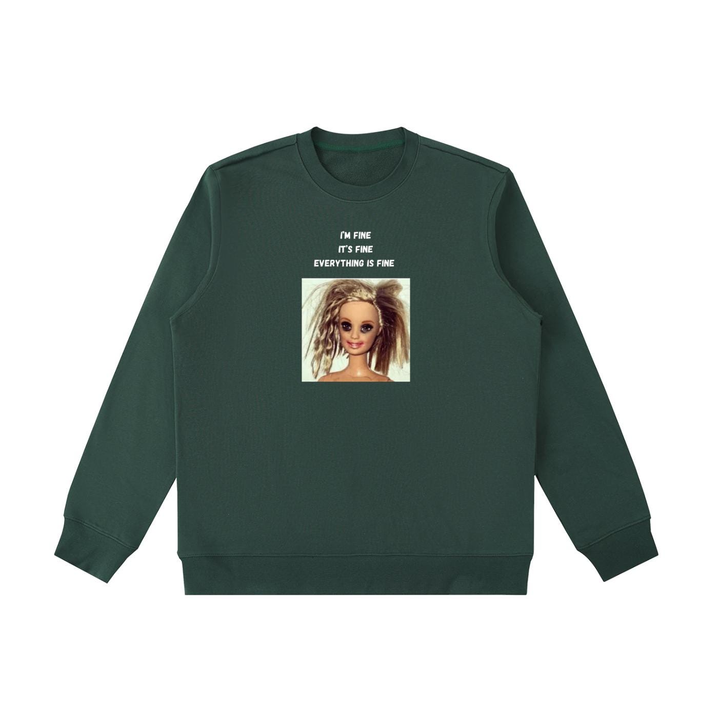 I’m Fine It’s Fine Everything Is Fine Sweatshirt | Funny Anxiety Meme Crewneck | Oversized Cozy Pullover | Minimalist Chaos Quote Sweatshirt
