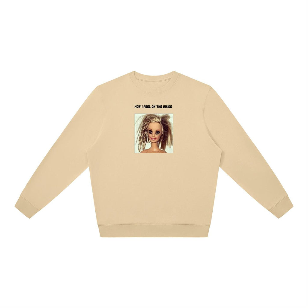 How I Feel On The Inside | Oversized Crewneck Pullover | Funny Emotional Quote Sweatshirt | Women’s Cozy Casual Wear