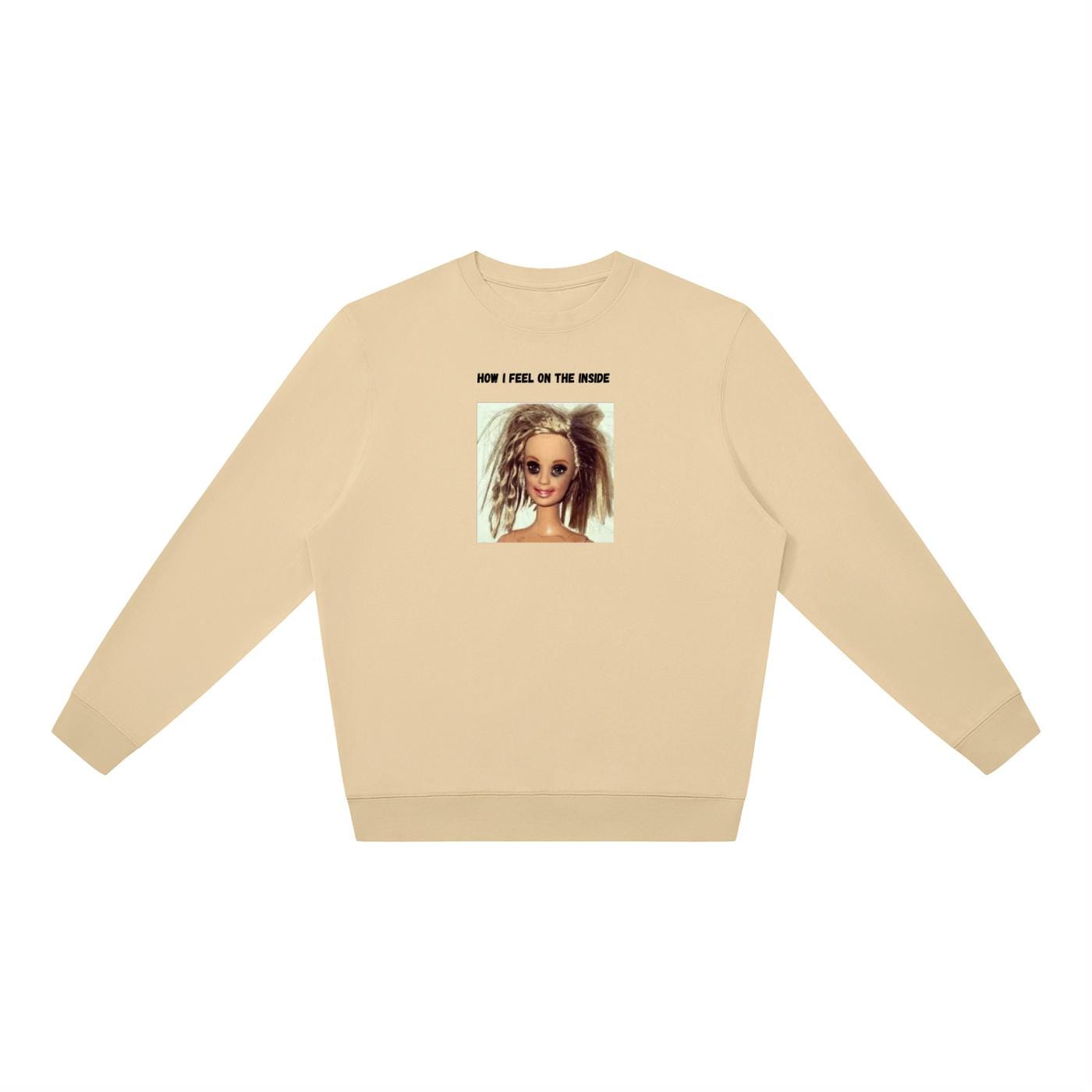 How I Feel On The Inside | Oversized Crewneck Pullover | Funny Emotional Quote Sweatshirt | Women’s Cozy Casual Wear