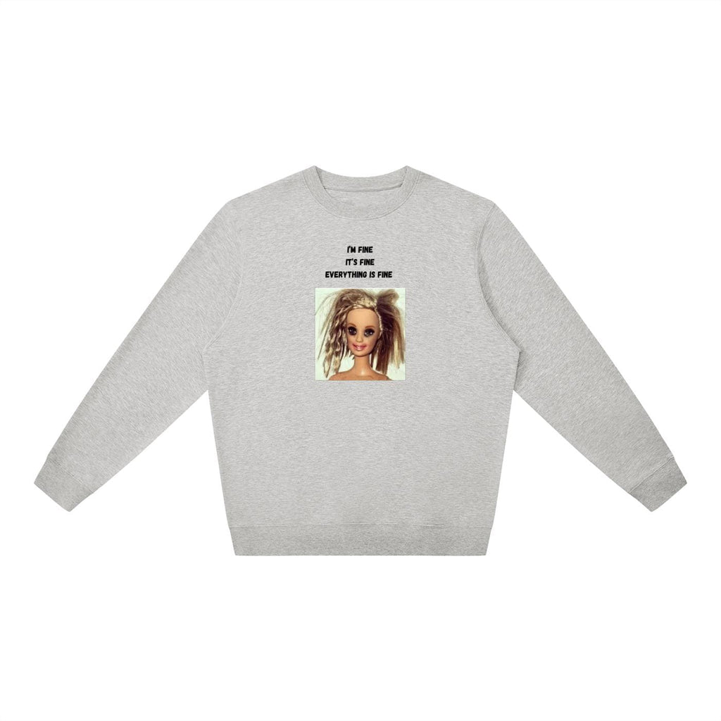 I’m Fine It’s Fine Everything Is Fine | Oversized Crewneck Sweatshirt Loose Fit | Minimalist Sarcastic Quote Pullover | Cozy Casual Wear