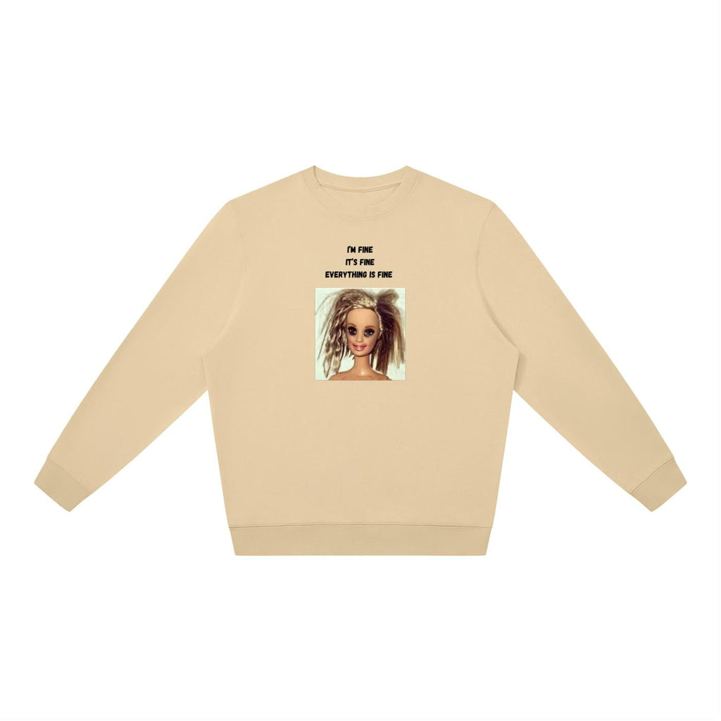 I’m Fine It’s Fine Everything Is Fine | Oversized Crewneck Sweatshirt Loose Fit | Minimalist Sarcastic Quote Pullover | Cozy Casual Wear