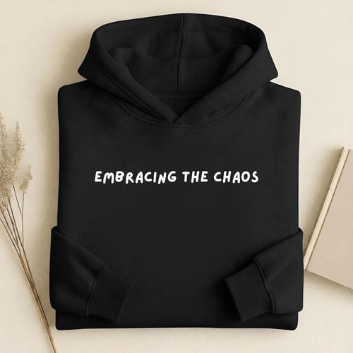 Embracing the Chaos Hoodie for Women | Heavyweight Cotton Blend Pullover Sweatshirt | Cozy Streetwear | Casual Everyday Mom Life Hoodie