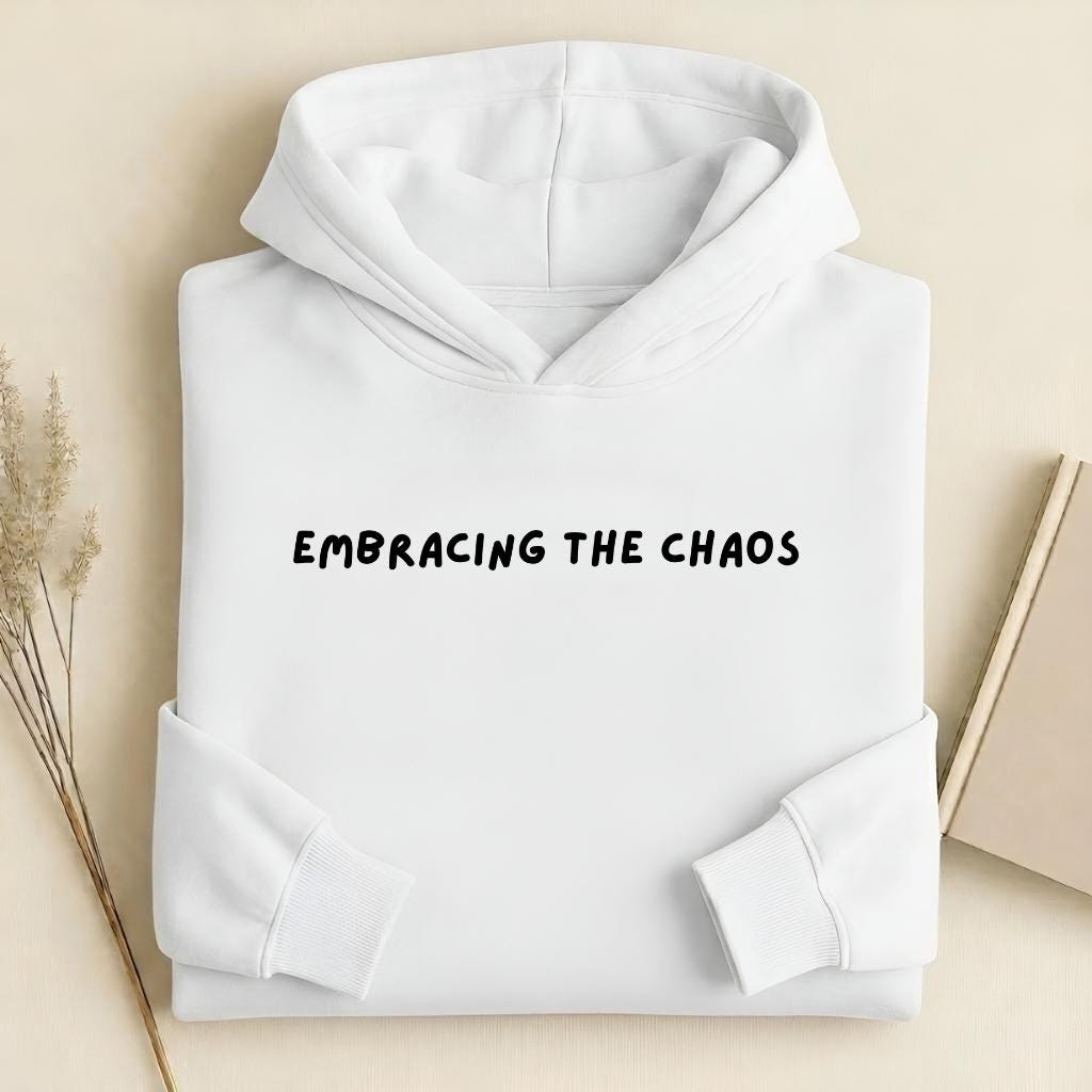 Embracing the Chaos | Heavyweight Cotton Blend Pullover Hoodie | Cozy Casual Streetwear Hoodie for Women