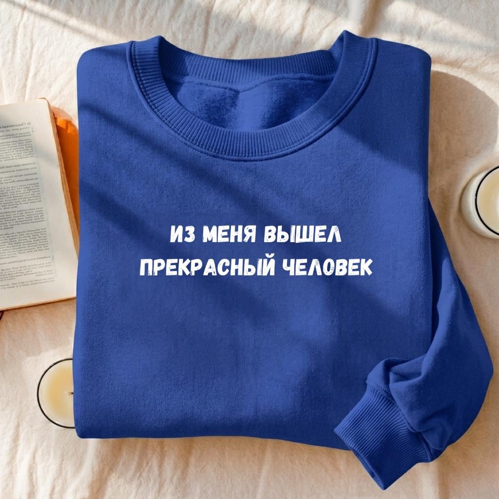 Из Меня Вышел Прекрасный Человек | Funny Russian Quote Crewneck | Cozy Cotton Blend Pullover | Casual Sweatshirt | Meme Style Streetwear