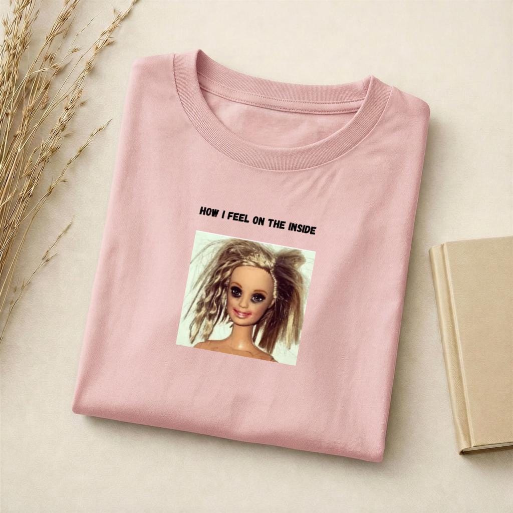How I Feel On The Inside | Slim Fit Cotton Graphic Tee | Funny Emotional Quote Shirt | Minimalist Mood Tee | Everyday Casual Wear