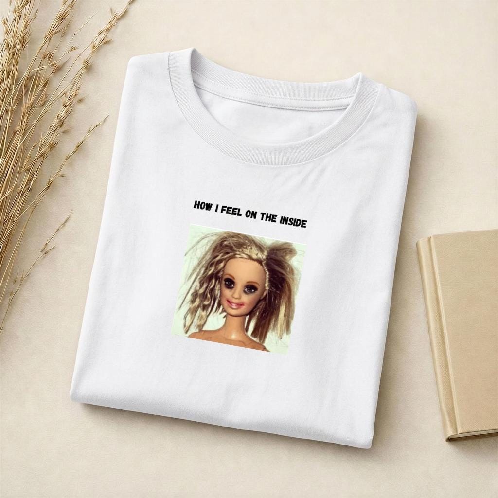 How I Feel On The Inside | Slim Fit Cotton Graphic Tee | Funny Emotional Quote Shirt | Minimalist Mood Tee | Everyday Casual Wear