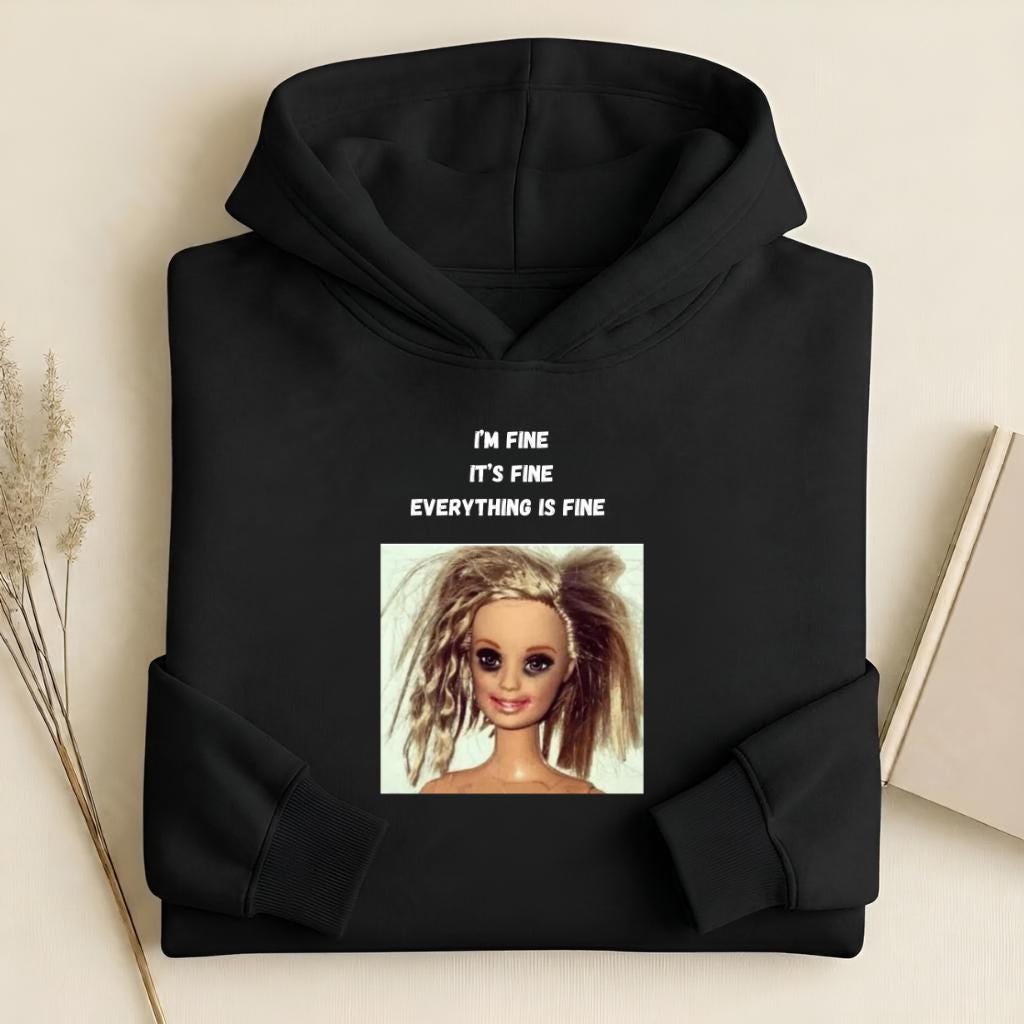I’m Fine It’s Fine Everything Is Fine | Heavyweight Cotton Blend Hoodie | Minimalist Pullover | Funny Mom Life Hoodie | Casual Streetwear