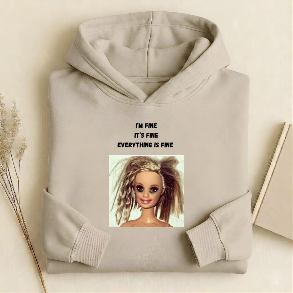 I’m Fine It’s Fine Everything Is Fine | Heavyweight Hoodie | Cotton Blend Pullover Hoodie | Funny Mom Hoodie | Casual Streetwear for Women