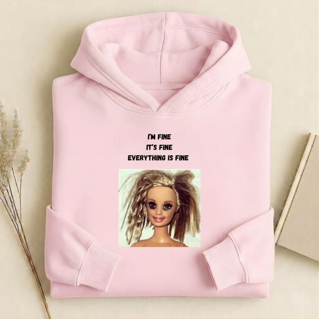 I’m Fine It’s Fine Everything Is Fine | Heavyweight Hoodie | Cotton Blend Pullover Hoodie | Funny Mom Hoodie | Casual Streetwear for Women