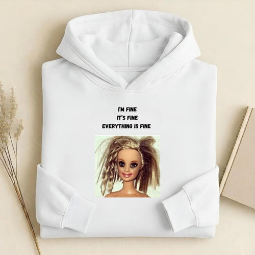 I’m Fine It’s Fine Everything Is Fine | Heavyweight Hoodie | Cotton Blend Pullover Hoodie | Funny Mom Hoodie | Casual Streetwear for Women