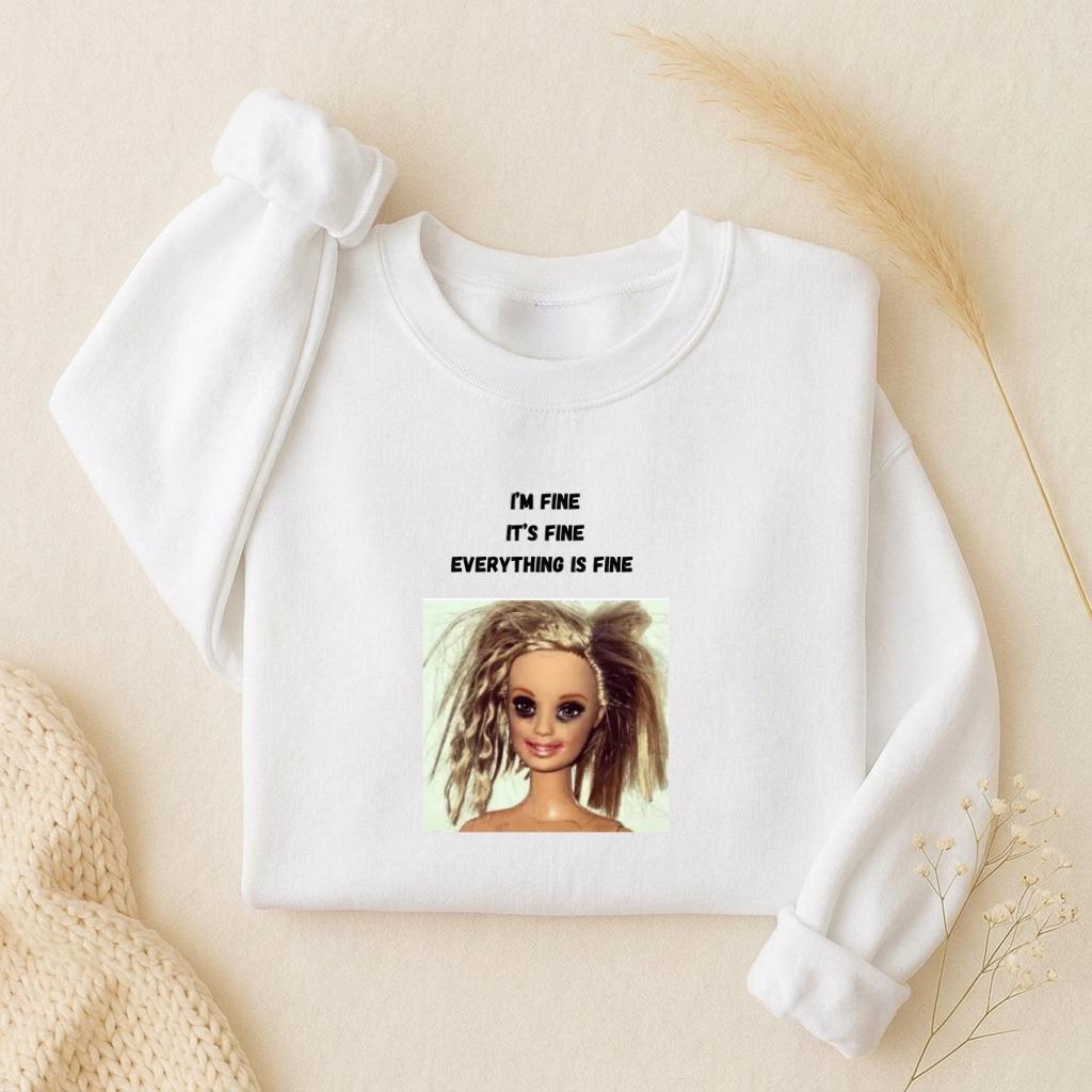 I’m Fine It’s Fine Everything Is Fine | Oversized Crewneck Sweatshirt Loose Fit | Minimalist Sarcastic Quote Pullover | Cozy Casual Wear