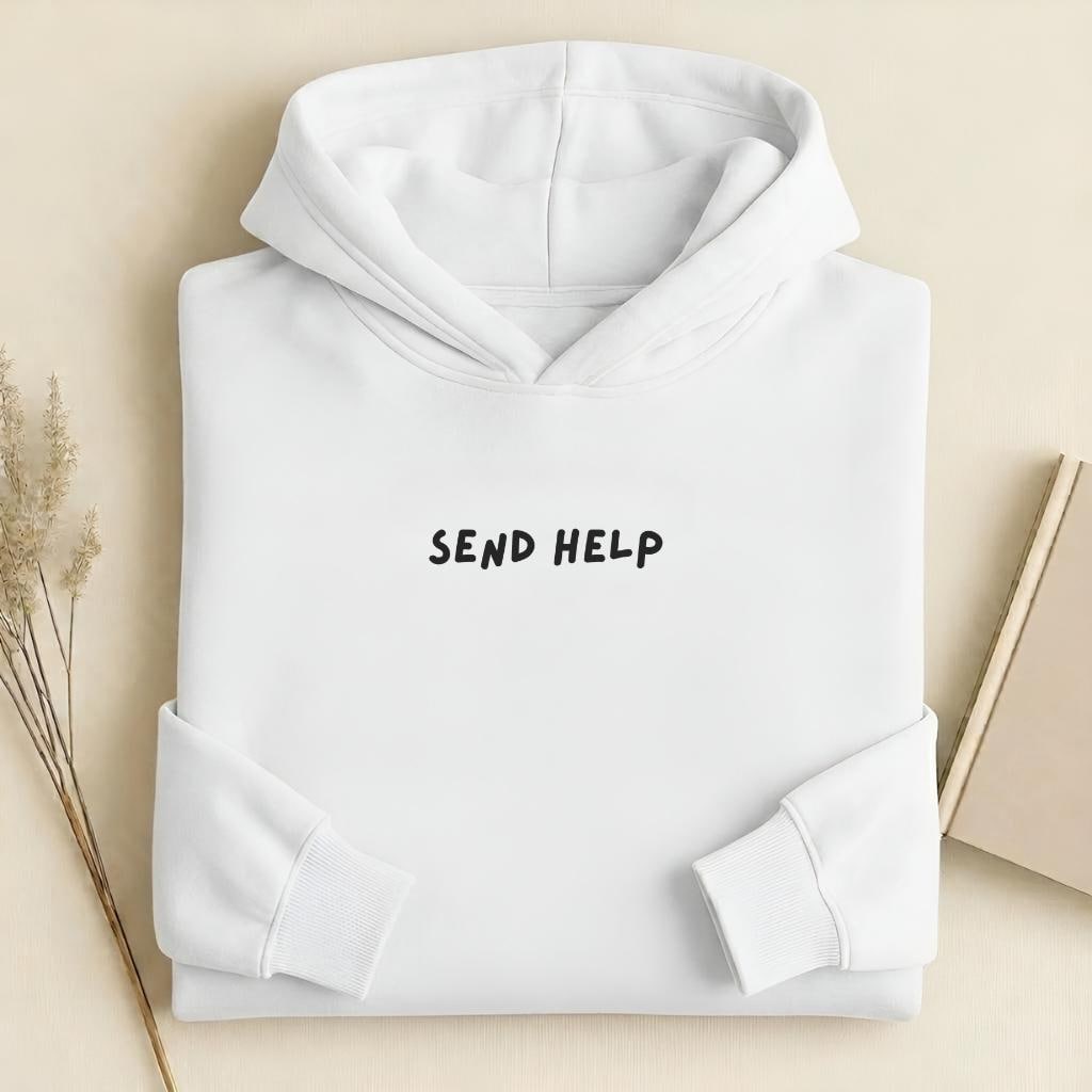 Send Help | Heavyweight Hoodie | Cotton Blend Pullover Hoodie | Trendy Streetwear Hoodie for Women | Funny Mother Hoodie | Gift for Her