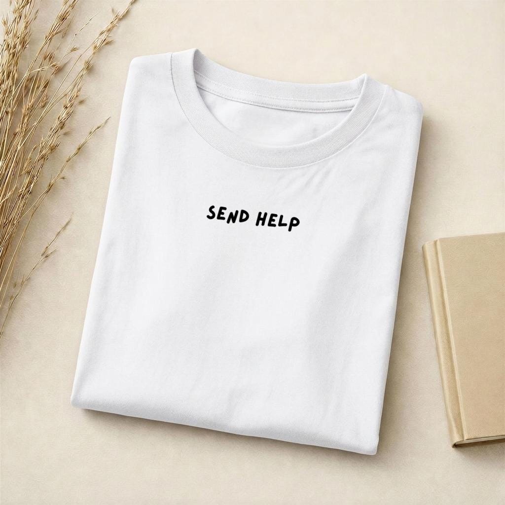 Send Help | Funny Mom Life Tee | Slim Fit Cotton T-Shirt | Tired Mom Humor | Gift for Moms | Everyday Casual Wear