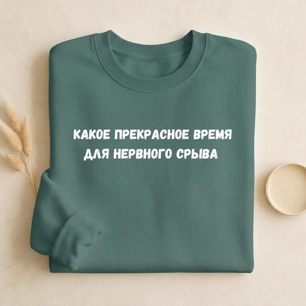 Какое Прекрасное Время Для Нервного Срыва | Funny Quote Crewneck Pullover | Cozy Cotton Blend Sweater | Meme Humor Shirt | Everyday Wear