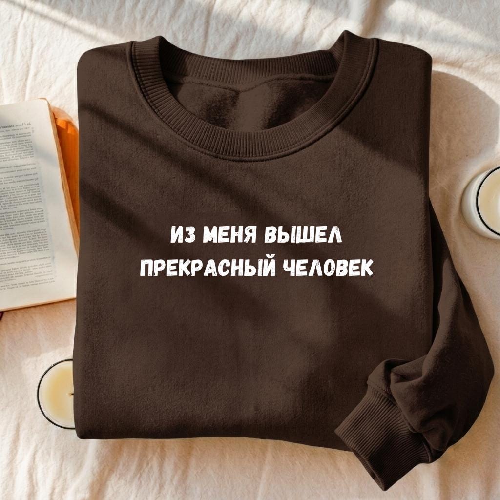 Из Меня Вышел Прекрасный Человек | Funny Russian Quote Crewneck | Cozy Cotton Blend Pullover | Casual Sweatshirt | Meme Style Streetwear