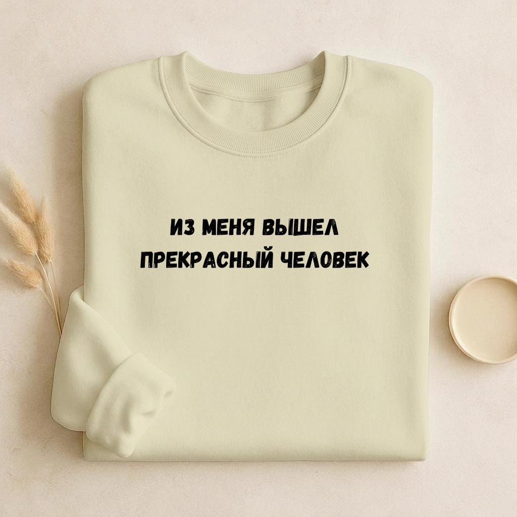 Из Меня Вышел Прекрасный Человек | Funny Quote Crewneck Pullover | Cozy Cotton Blend Sweater | Meme Humor Shirt | Casual Everyday Sweatshirt