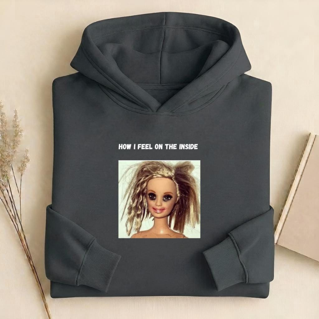 How I Feel On The Inside | Heavyweight Hoodie | Cotton Blend Pullover Hoodie | Funny Mom Hoodie | Casual Streetwear for Women
