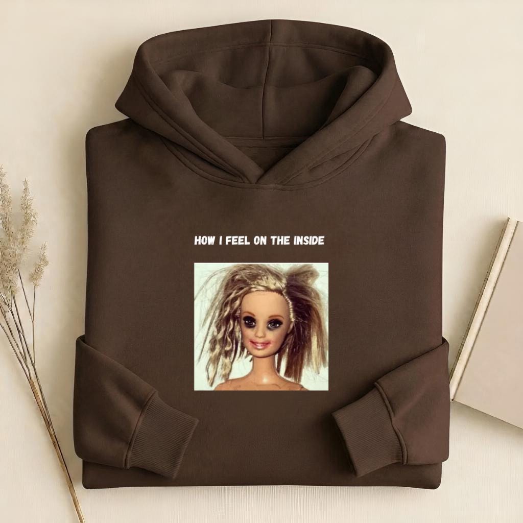 How I Feel On The Inside | Heavyweight Hoodie | Cotton Blend Pullover Hoodie | Funny Mom Hoodie | Casual Streetwear for Women