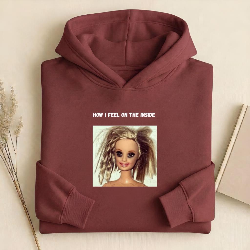 How I Feel On The Inside | Heavyweight Hoodie | Cotton Blend Pullover Hoodie | Funny Mom Hoodie | Casual Streetwear for Women