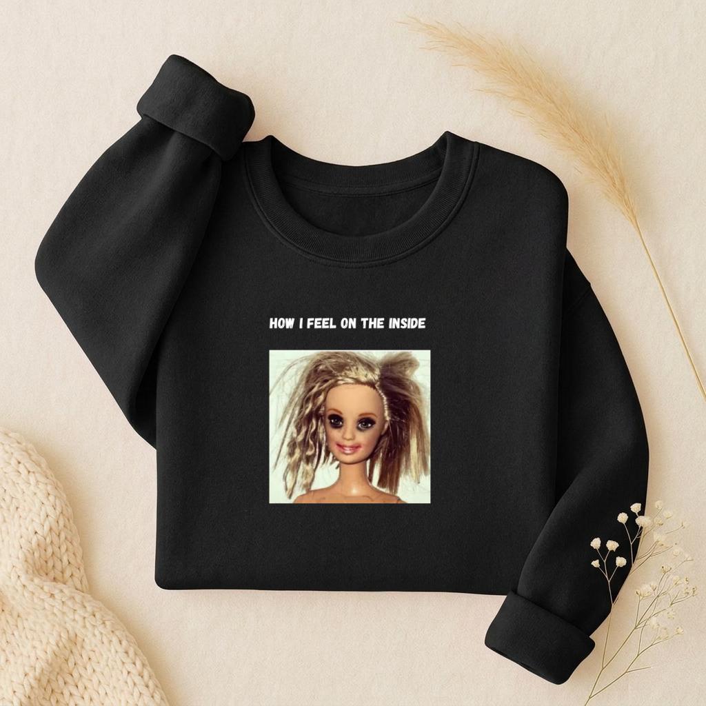 How I Feel On The Inside | Oversized Crewneck Sweatshirt | Loose Fit Pullover Sweater | Funny Emotional Quote Sweatshirt | Cozy Women’s Top