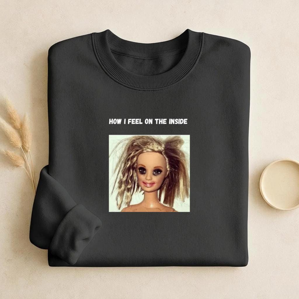 How I Feel On The Inside | Cozy Crewneck Pullover | Funny Emotional Quote Sweater | Minimalist Cotton Blend Top | Everyday Casual Wear