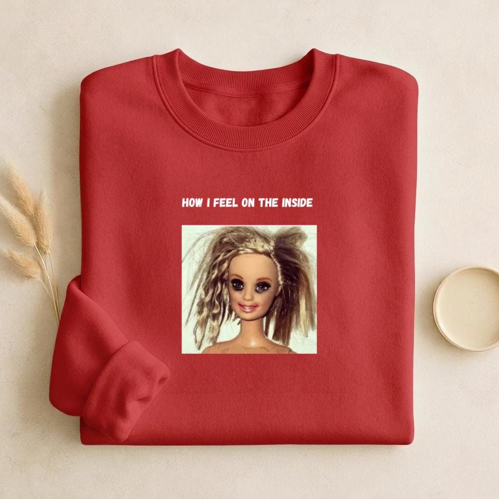 How I Feel On The Inside | Cozy Crewneck Pullover | Funny Emotional Quote Sweater | Minimalist Cotton Blend Top | Everyday Casual Wear