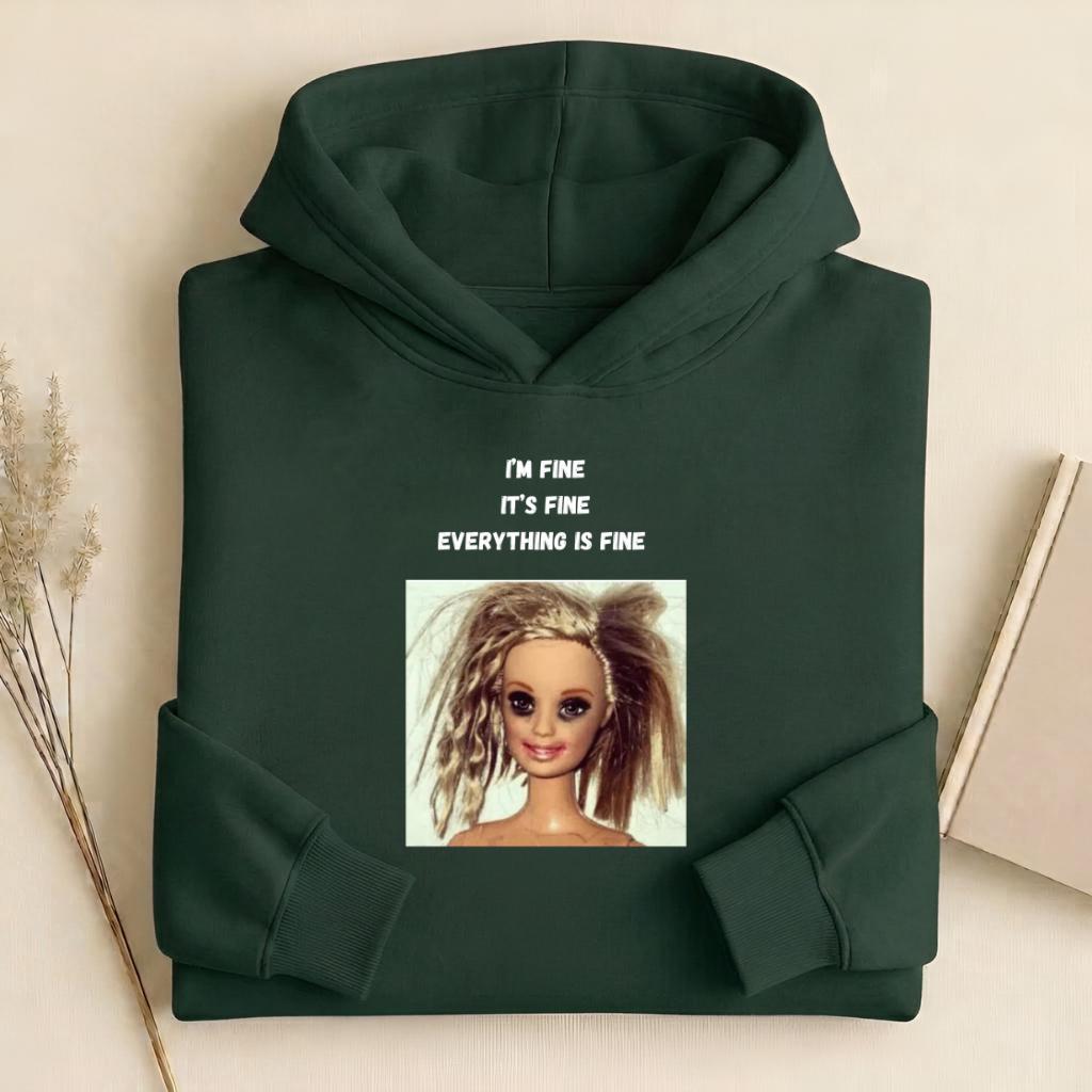 I’m Fine It’s Fine Everything Is Fine | Heavyweight Cotton Blend Hoodie | Minimalist Pullover | Funny Mom Life Hoodie | Casual Streetwear