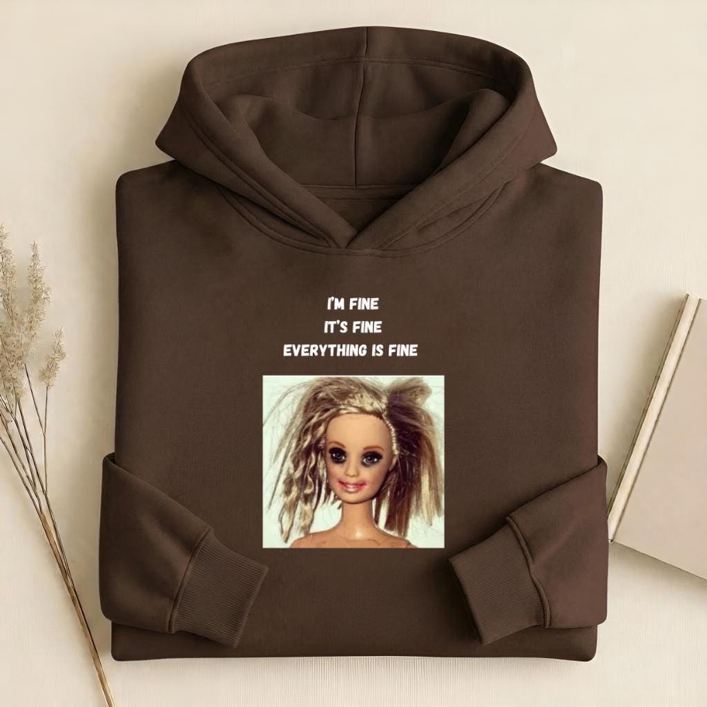 I’m Fine It’s Fine Everything Is Fine | Heavyweight Cotton Blend Hoodie | Minimalist Pullover | Funny Mom Life Hoodie | Casual Streetwear