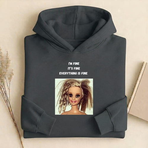 I’m Fine It’s Fine Everything Is Fine | Heavyweight Cotton Blend Hoodie | Minimalist Pullover | Funny Mom Life Hoodie | Casual Streetwear