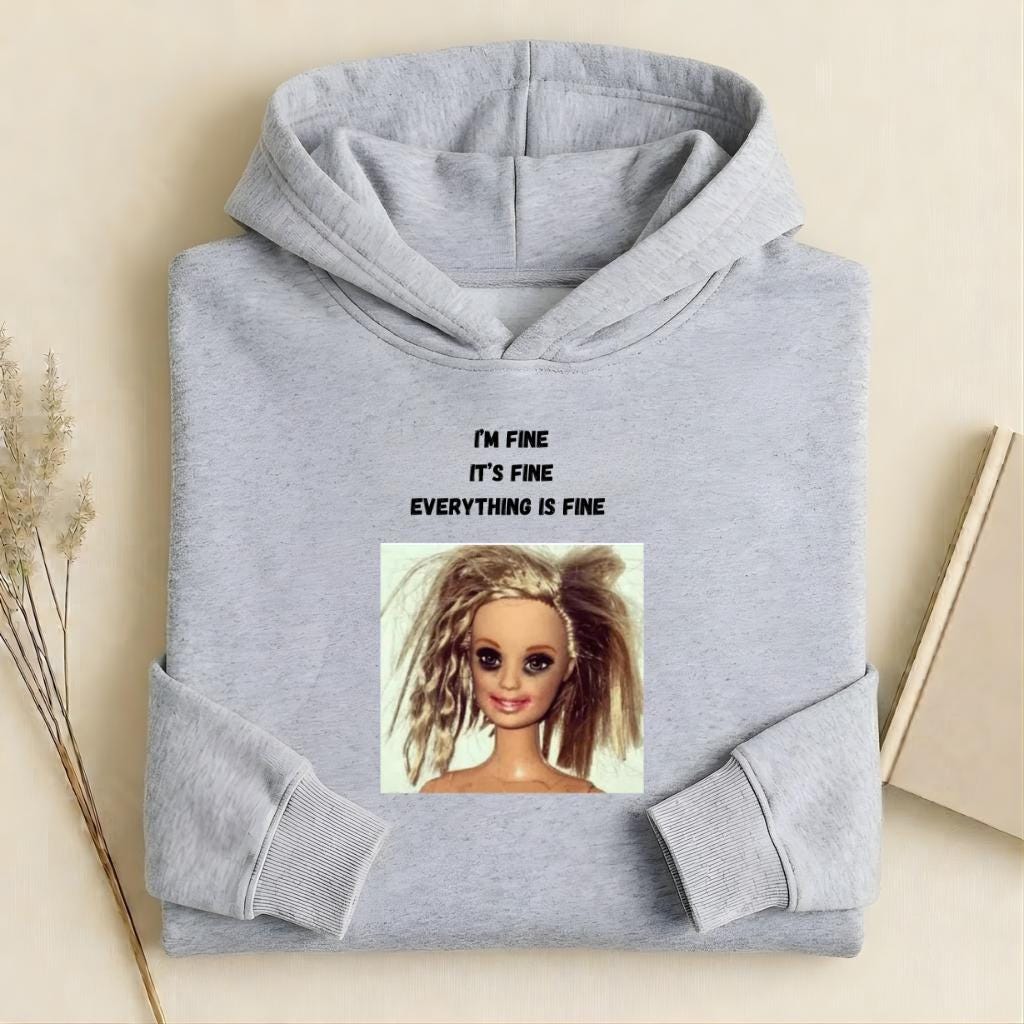 I’m Fine It’s Fine Everything Is Fine | Heavyweight Hoodie | Cotton Blend Pullover Hoodie | Funny Mom Hoodie | Casual Streetwear for Women