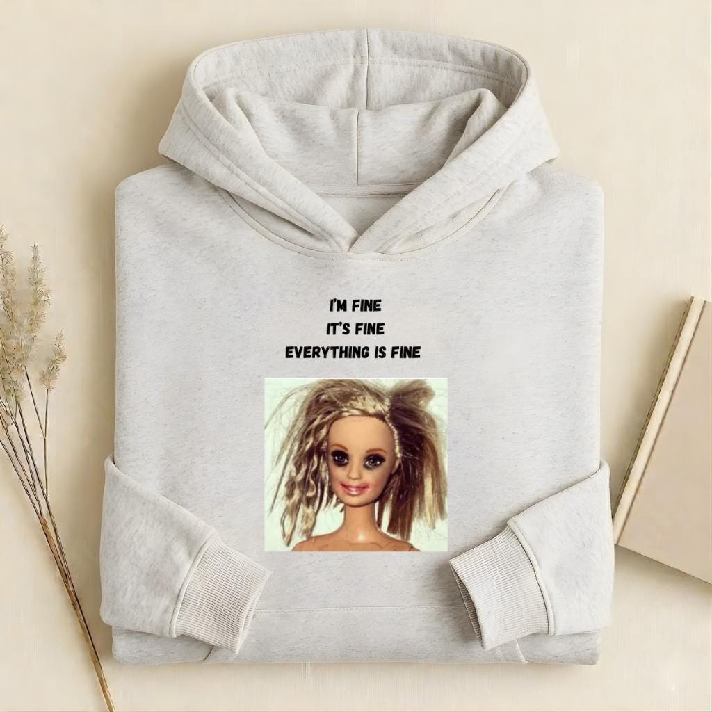 I’m Fine It’s Fine Everything Is Fine | Heavyweight Hoodie | Cotton Blend Pullover Hoodie | Funny Mom Hoodie | Casual Streetwear for Women