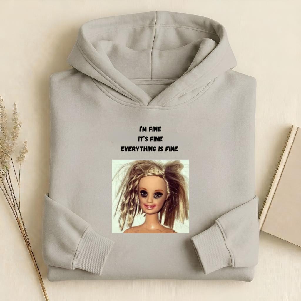 I’m Fine It’s Fine Everything Is Fine | Heavyweight Hoodie | Cotton Blend Pullover Hoodie | Funny Mom Hoodie | Casual Streetwear for Women