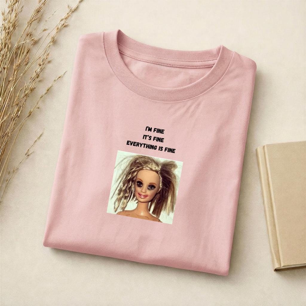 I’m Fine It’s Fine Everything Is Fine | Slim Fit Cotton Graphic Tee | Funny Relatable Meme Shirt | Minimalist Quote Top | Casual Streetwear