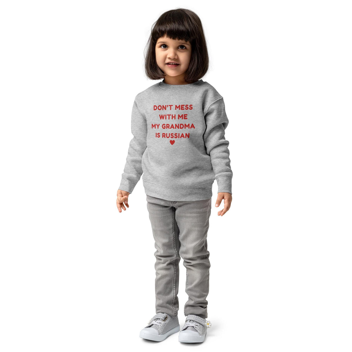 Don’t Mess With Me, My Grandma Is Russian | Funny Russian Kids’ Sweatshirt | Granddaughter Gift | Russian Family Outfit | Cozy Kids Pullover