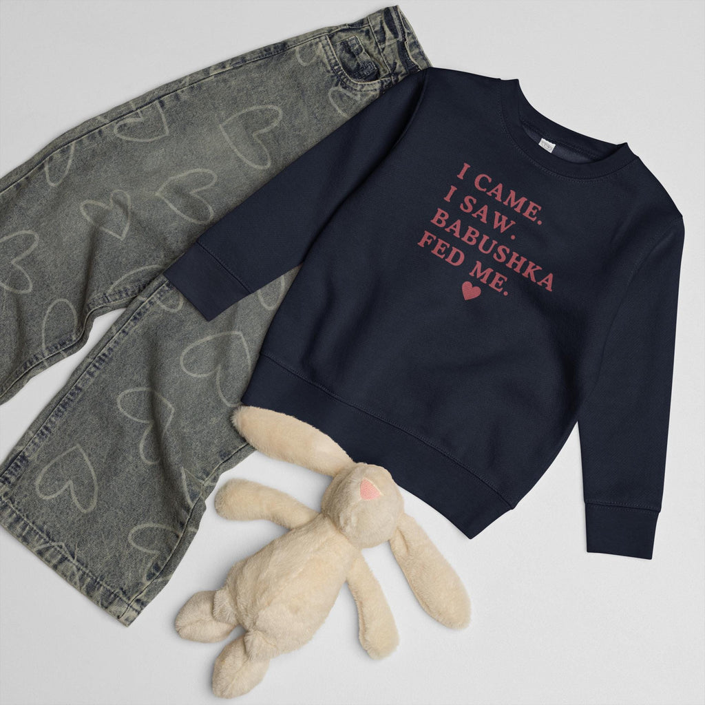 Funny Babushka Baby Sweatshirt, I Came I Saw Babushka Fed Me, Russian Grandma Gift, Toddler Sweatshirt, Cute Grandkid Outfit