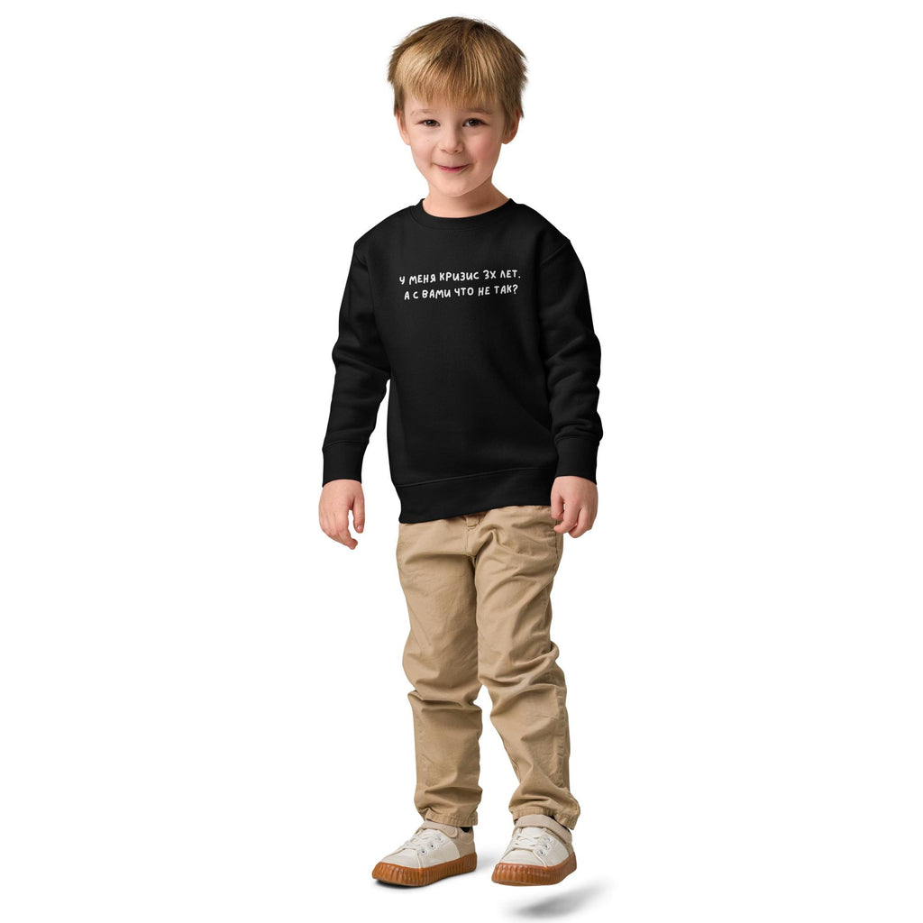 У меня кризис 3х лет, а с вами что не так, Funny Toddler Sweatshirt, Russian 3 Year Old Shirt, Kids Crewneck, 3rd Birthday Gift