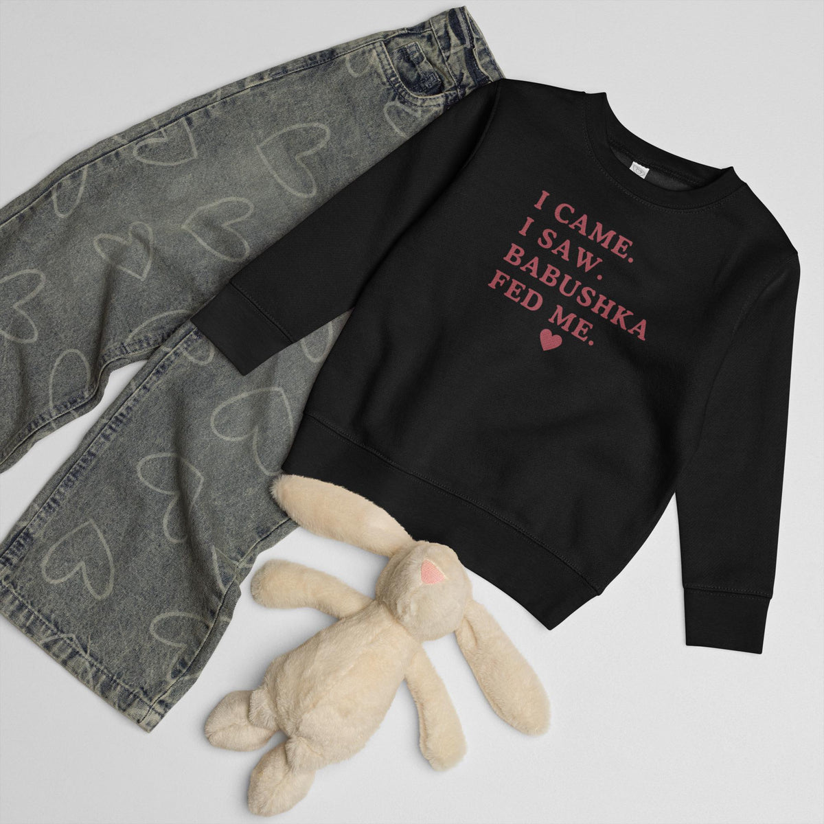 Funny Babushka Baby Sweatshirt, I Came I Saw Babushka Fed Me, Russian Grandma Gift, Toddler Sweatshirt, Cute Grandkid Outfit