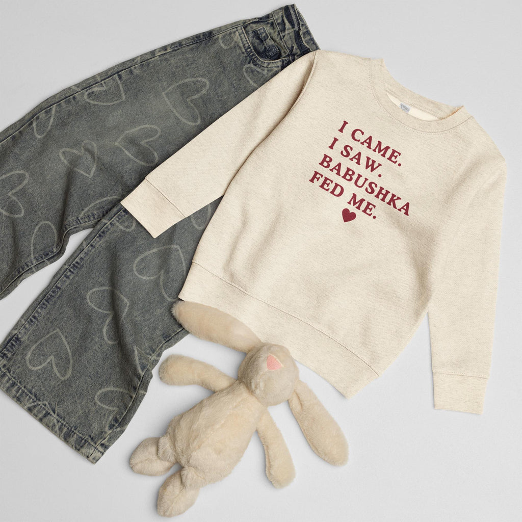 Funny Babushka Baby Sweatshirt, I Came I Saw Babushka Fed Me, Russian Grandma Gift, Toddler Sweatshirt, Cute Grandkid Outfit
