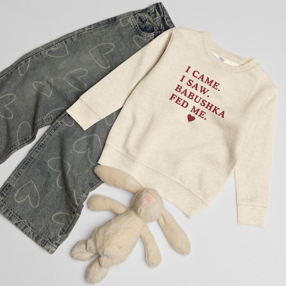 Funny Babushka Baby Sweatshirt, I Came I Saw Babushka Fed Me, Russian Grandma Gift, Toddler Sweatshirt, Cute Grandkid Outfit