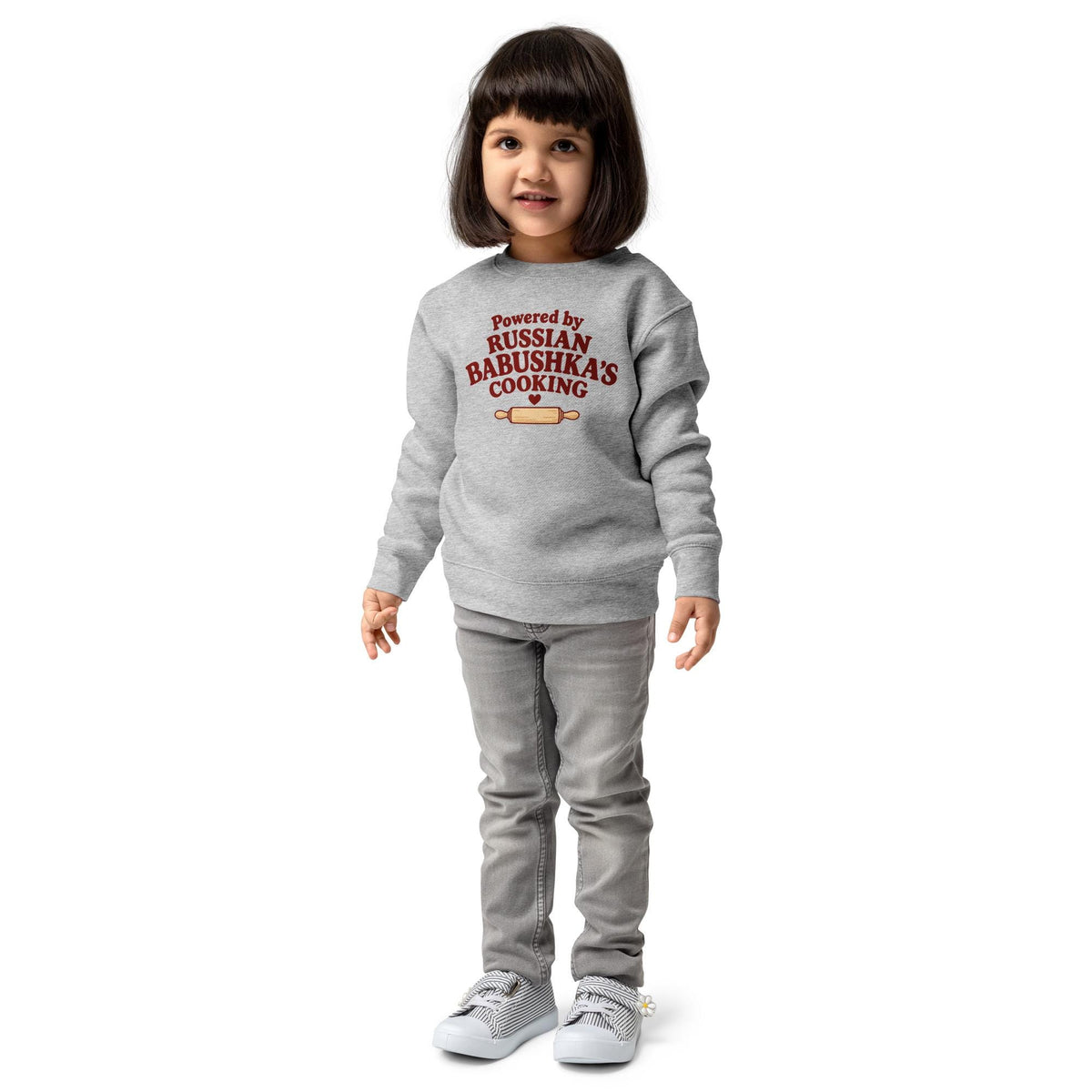 Powered by Russian Babushka’s Cooking Sweatshirt, Kids Crewneck, Funny Russian Grandma Gift, Toddler Fleece Pullover