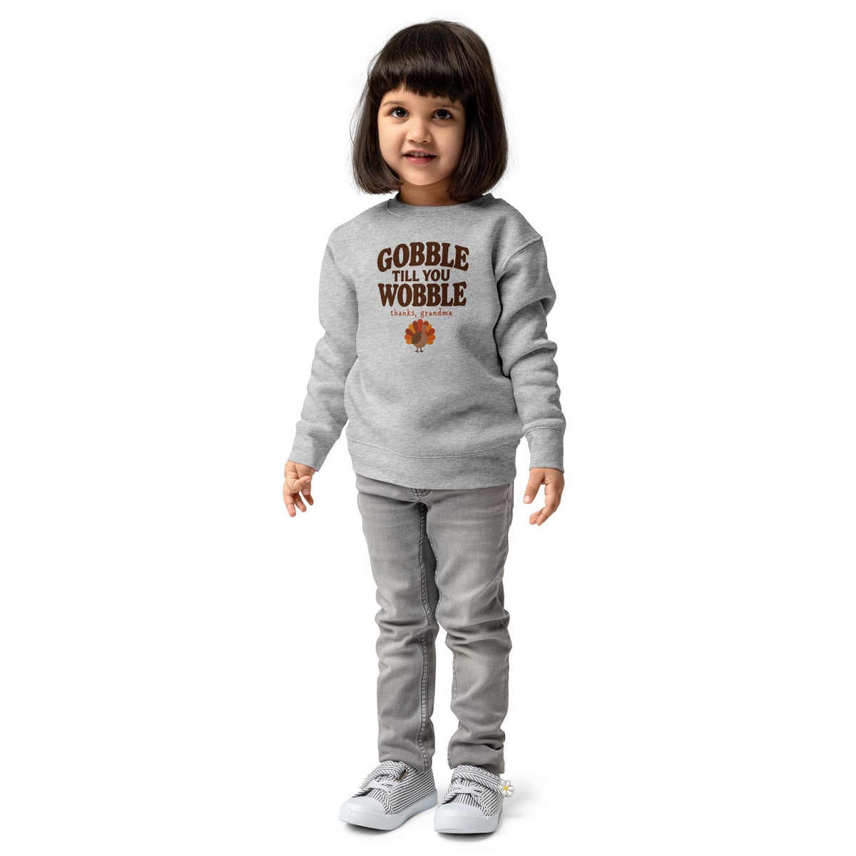 Gobble Till You Wobble Sweatshirt, Funny Thanksgiving Kids Crewneck, Thanks Grandma Turkey Sweatshirt, Toddler Fall Pullover