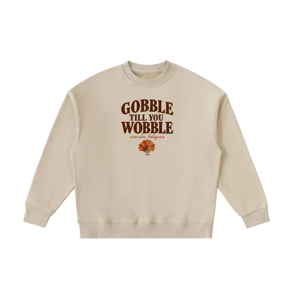 Gobble Till You Wobble Kids Sweatshirt, Funny Thanksgiving Turkey Sweatshirt, Essential Fleece Crewneck, Kids Fall Outfit, Grandkids Gift