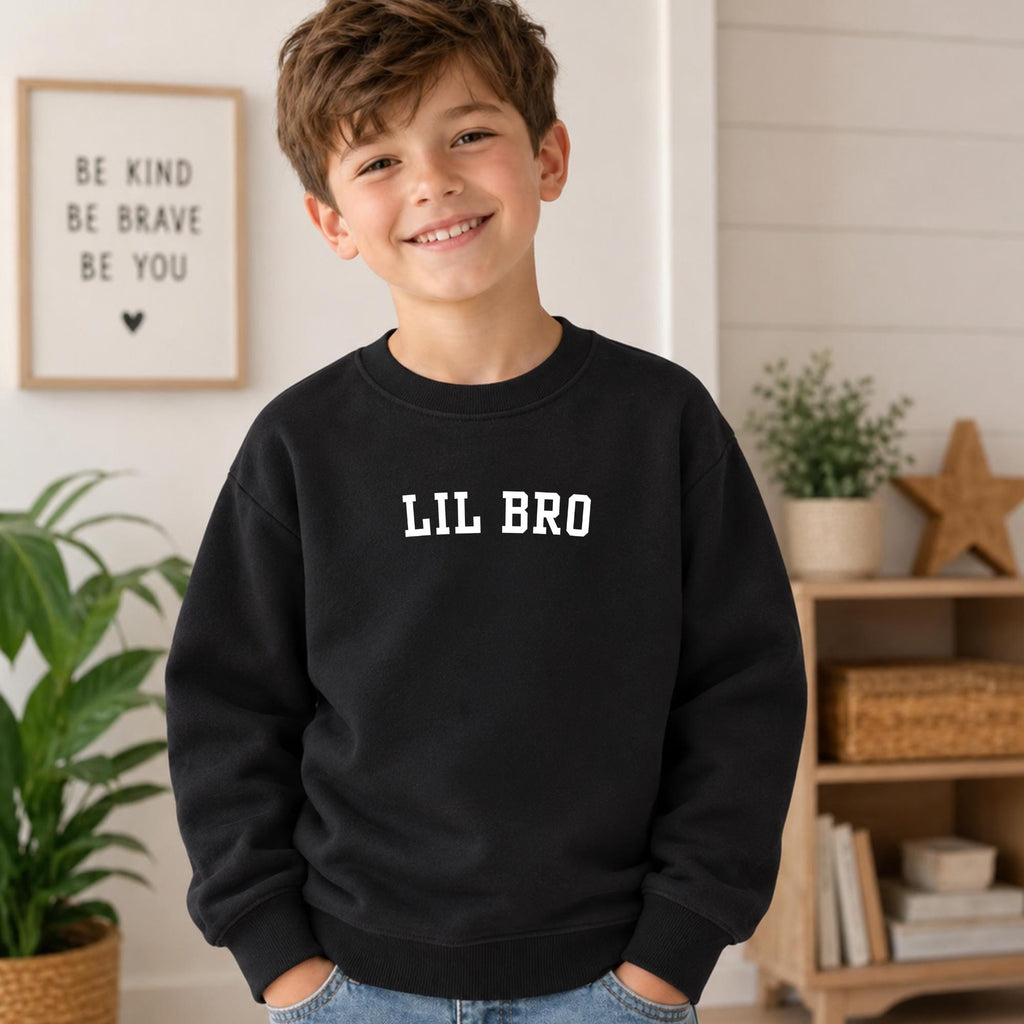 LIL BRO Essential Fleece Kids Sweatshirt, Little Brother Shirt, Boys Crewneck Sweatshirt, Brother Gift, Kids Fleece Pullover, Boy Gift
