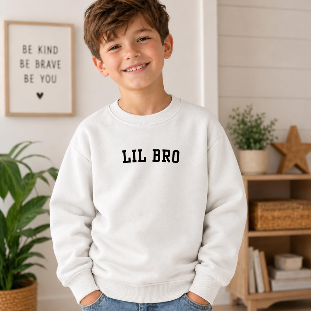 LIL BRO Essential Fleece Kids Sweatshirt, Little Brother Shirt, Boys Crewneck Sweatshirt, Brother Gift, Kids Fleece Pullover, Boy Gift