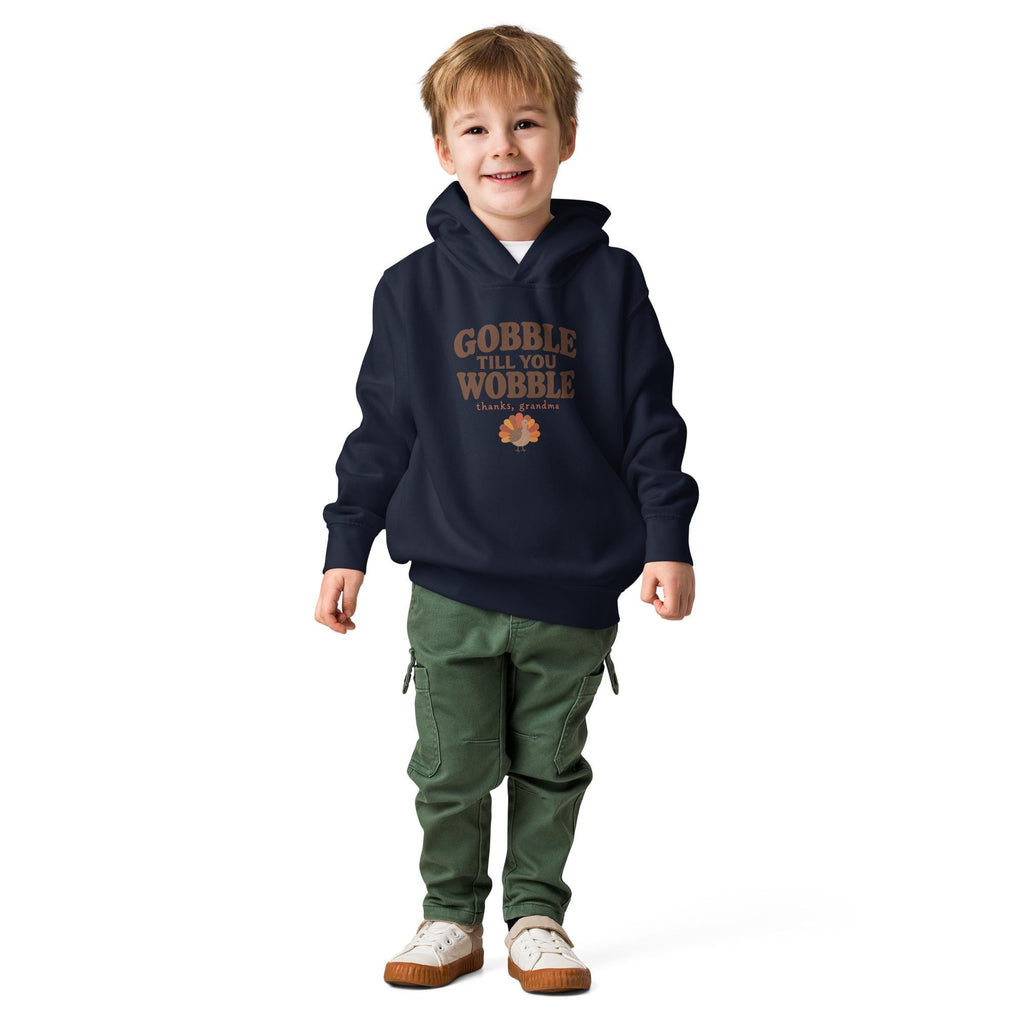 Gobble Till You Wobble Hoodie, Thanksgiving Toddler Pullover, Thanks Grandma Turkey Hoodie, Funny Kids Fall Outfit
