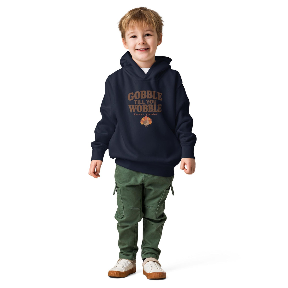 Gobble Till You Wobble Hoodie, Thanksgiving Toddler Pullover, Thanks Grandma Turkey Hoodie, Funny Kids Fall Outfit