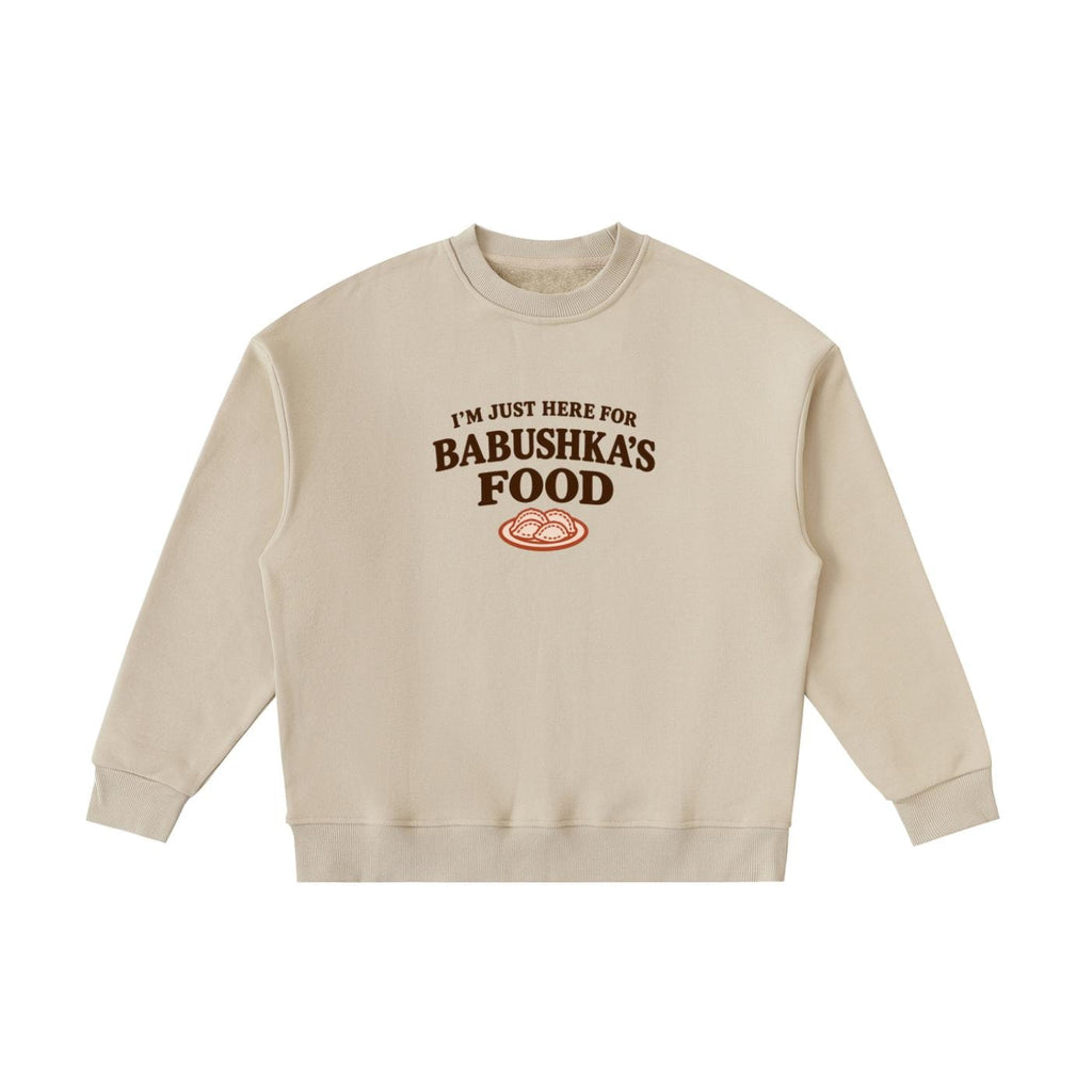 I'm Just Here for Babushka's Food Kids Sweatshirt, Funny Russian Grandmother Sweatshirt, Dumpling Crewneck, Essential Fleece Pullover