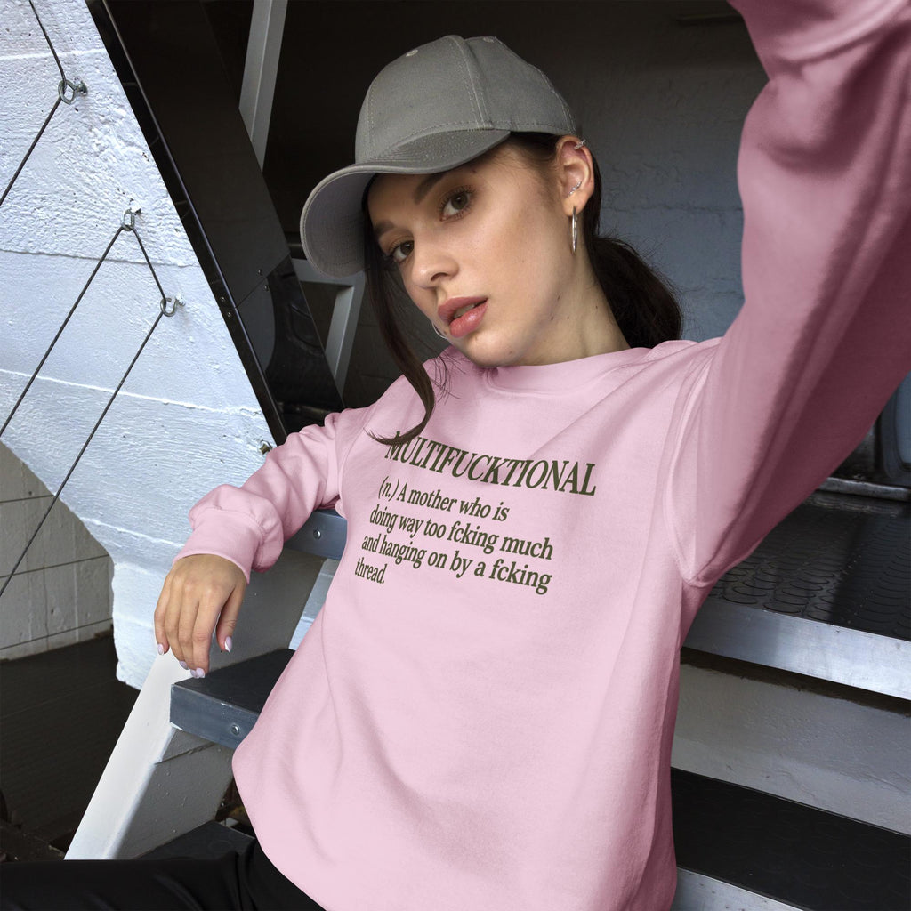 Multifucktional Sweatshirt, Funny Mom Sweatshirt, Burnout Mom Gift, Sarcastic Mother Shirt, Unisex Crewneck, Mother's Day Gift